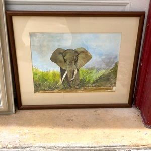 Hand painted elephant art with frame